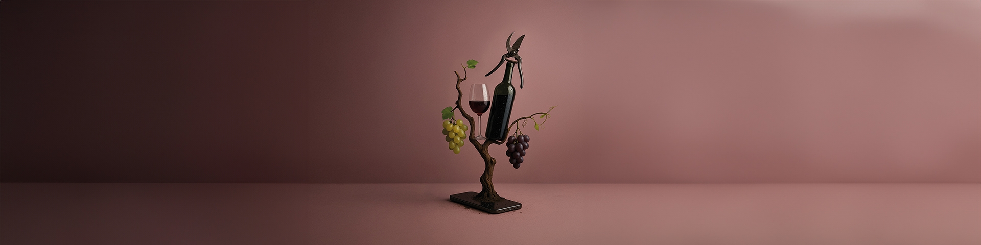 bottiglia e bicchieri di vino con grappolo di uva | Crédit Agricole bottiglia e bicchieri di vino con grappolo di uva | Crédit Agricole