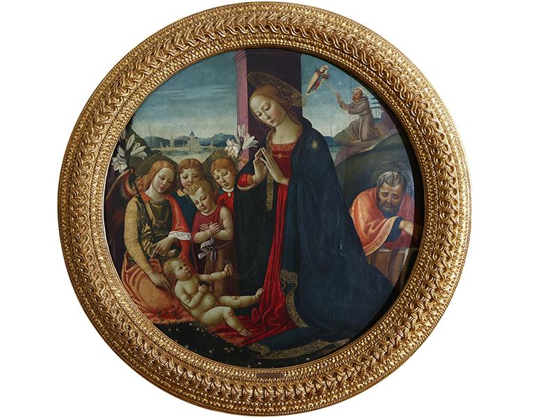 Adorazione del Bambino con la Vergine, Angeli, San Giovannino, San Giuseppe e le stimmate di San Francesco | Crédit Agricole Adorazione del Bambino con la Vergine, Angeli, San Giovannino, San Giuseppe e le stimmate di San Francesco | Crédit Agricole