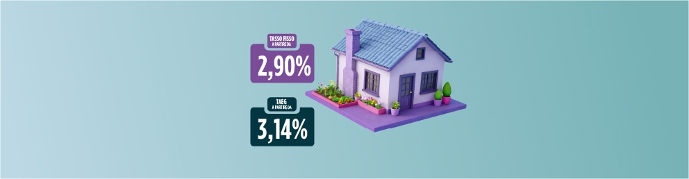 sfondo azzurro con elementi grafici foglie case e cubi: tasso fisso mutuo 2,59% e TAEG 2,81% | Crédit Agricole sfondo azzurro con elementi grafici foglie case e cubi: tasso fisso mutuo 2,59% e TAEG 2,81% | Crédit Agricole
