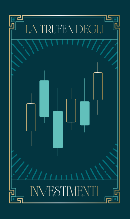 Illustrazione in stile carta dai toni ottanio raffigurante un grafico finanziario, utilizzata per rappresentare una frode che promette guadagni elevati attraverso falsi investimenti online.