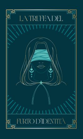 Illustrazione simbolica del furto d'identità con una figura dal volto coperto, utilizzata per rappresentare il rischio di utilizzo illecito dei dati personali.